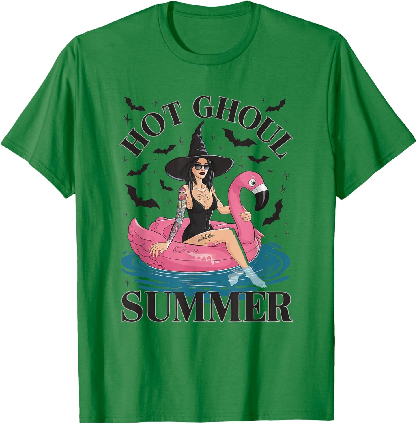 Hot Ghoul Summer Funny Witch Gothic Spooky Retro Halloween T-Shirt - T-Shirt | Irish Green
