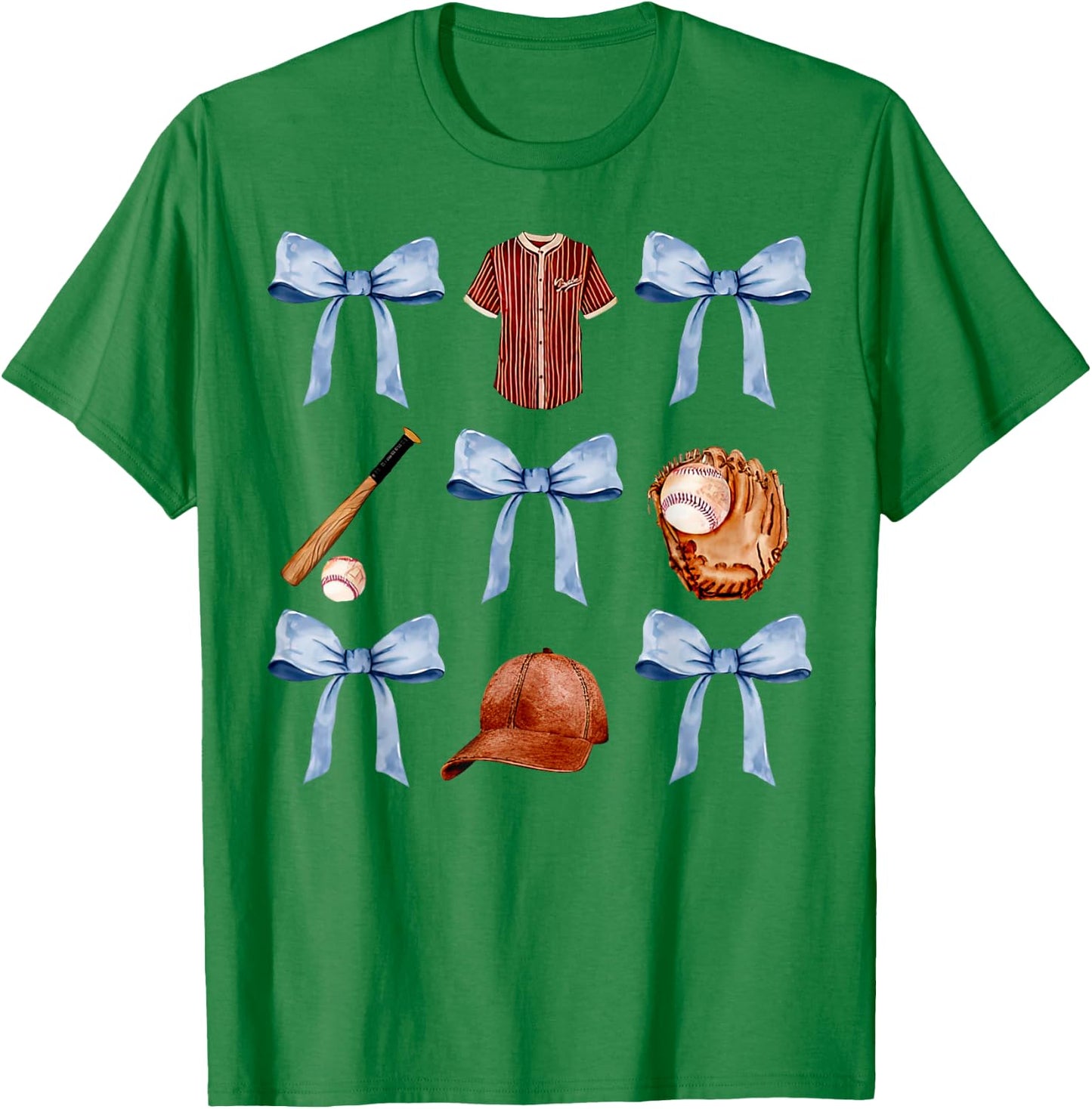 Baseball Coquette Bow Mothers Day Baseball Mama T-Shirt - T-Shirt | Irish Green