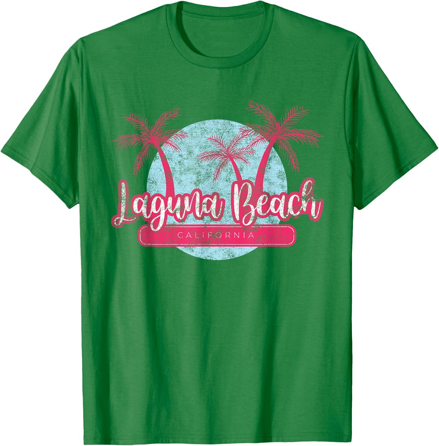 Laguna Beach California Retro Beach Palm Tree Vintage Surf Men Women Girls Kids T-Shirt - T-Shirt | Irish Green