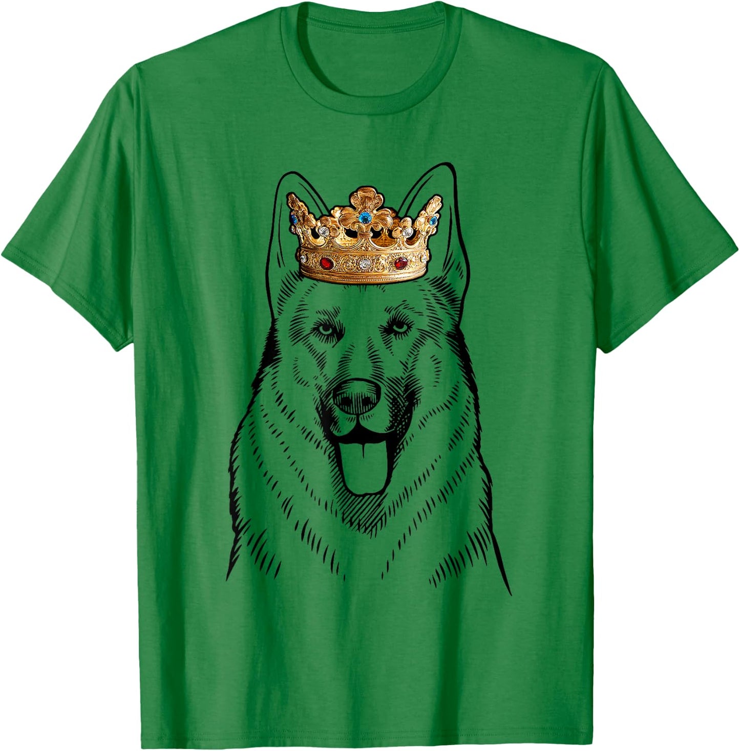 German Shepherd Dog Wearing Crown T-Shirt - T-Shirt | Irish Green
