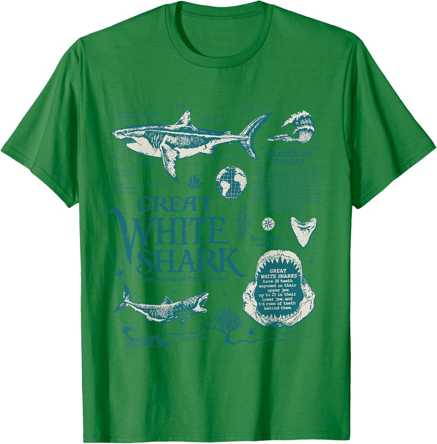 Great White Shark Anatomy , Marine Biologist T-Shirt - T-Shirt | Irish Green