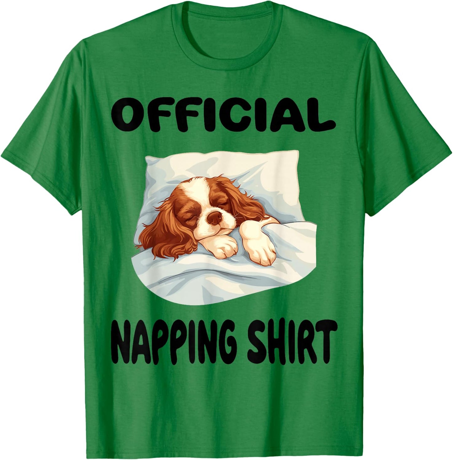 Cavalier King Charles Spaniel Dog Pajamas Official Napping T-Shirt - T-Shirt | Irish Green