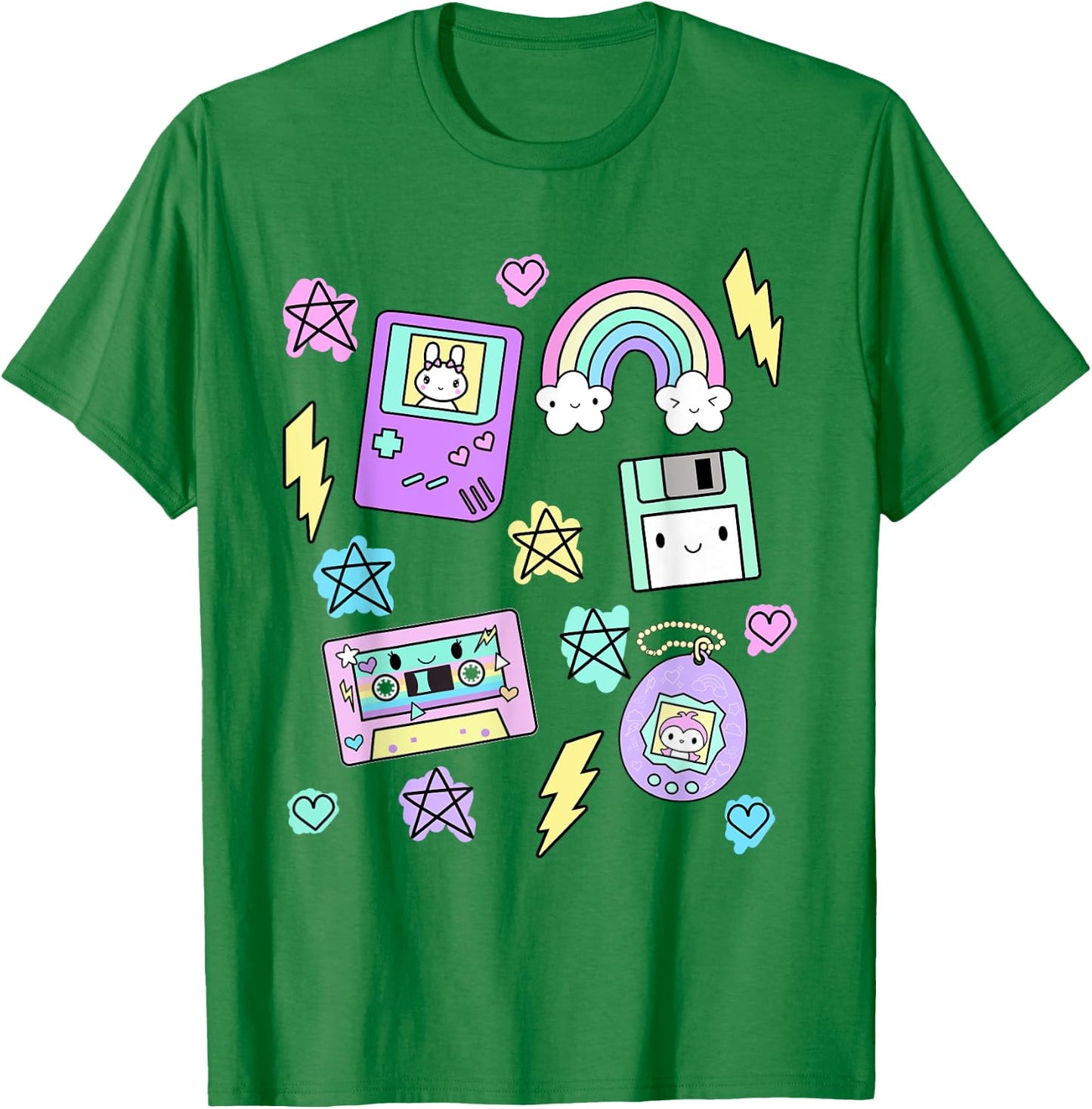 Kawaii Retro 80's 90's Gamer Cassette Clothes T-Shirt - T-Shirt | Irish Green