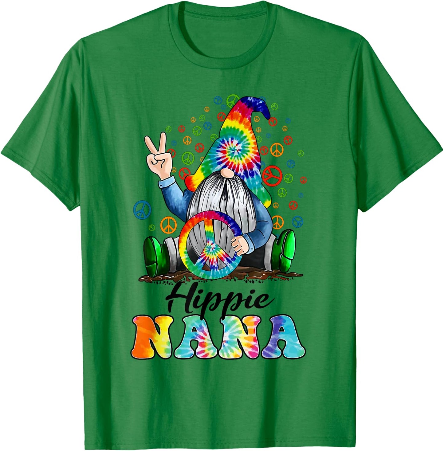 Hippie Nana Gnome Colorful Gnome Mother's Day Gift T-Shirt - T-Shirt | Irish Green