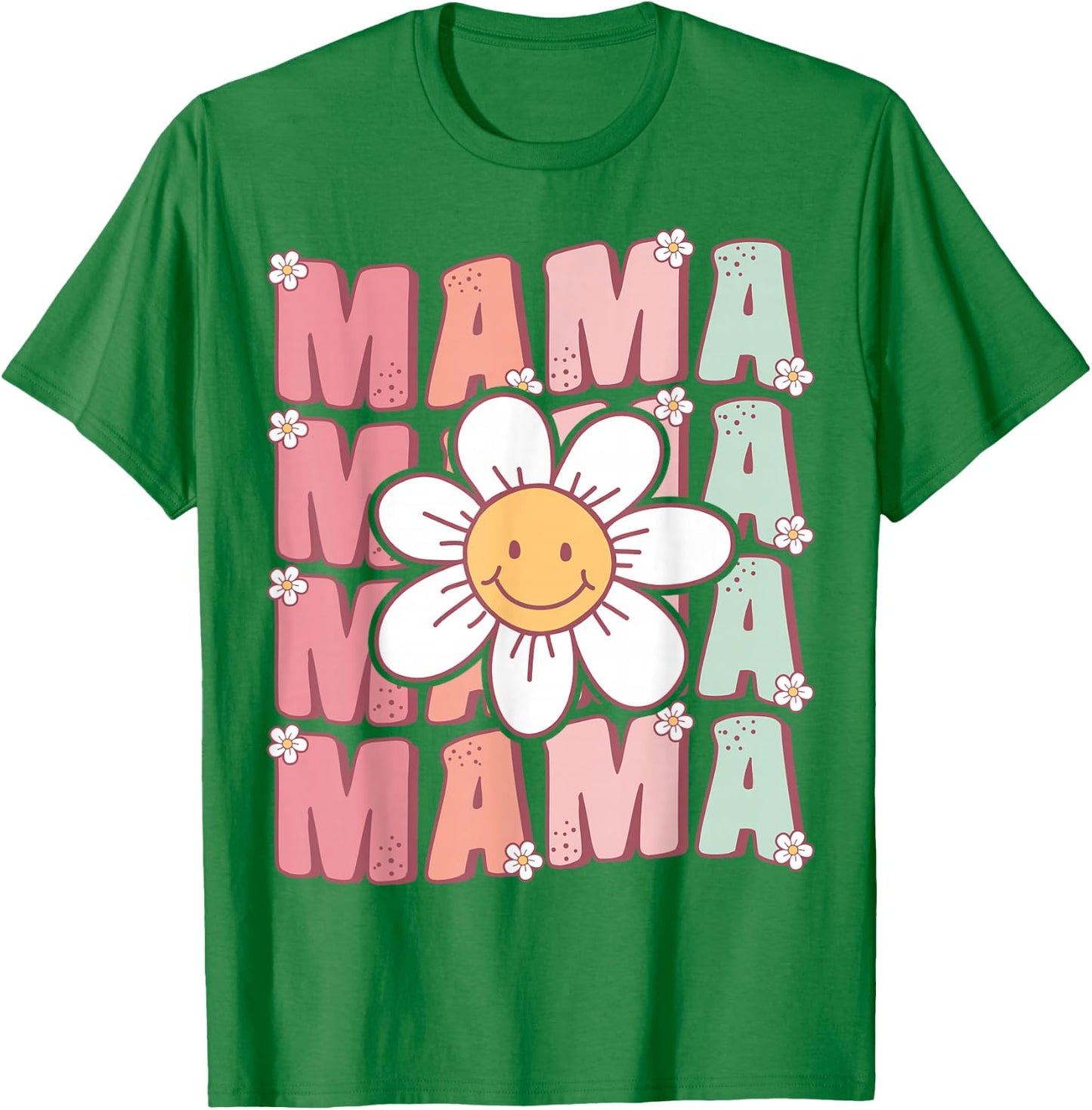 Cute Groovy Mama Matching Family Birthday Party Daisy Flower T-Shirt - T-Shirt | Irish Green