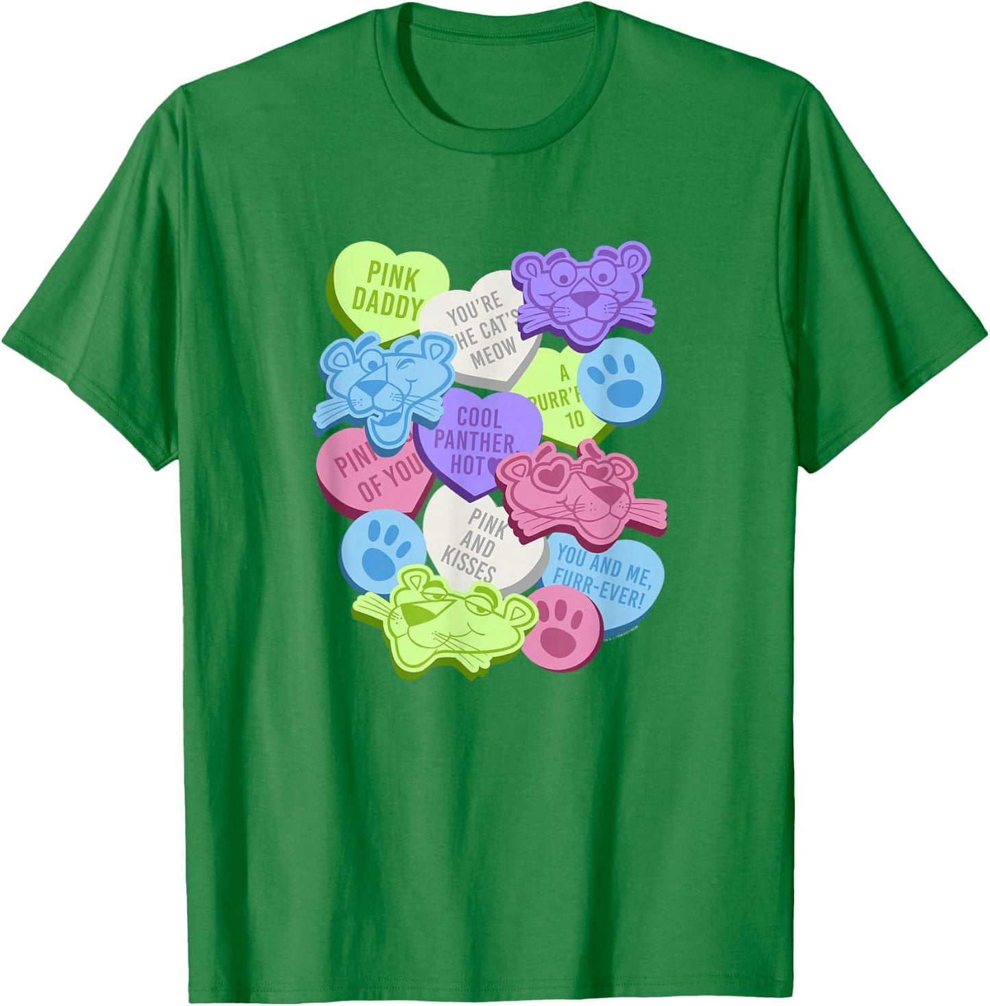 The Pink Panther Valentine's Day Candy Hearts T-Shirt - T-Shirt | Irish Green