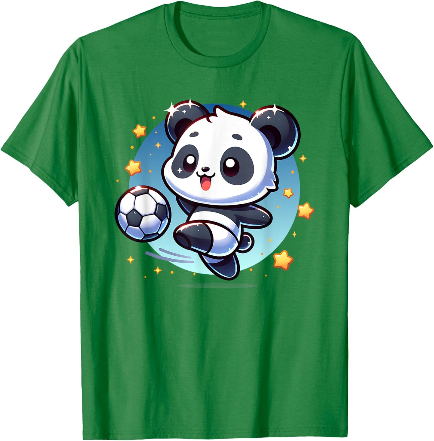 Panda Soccer Player Kicking Soccer Ball Cute Girls Graphic T-Shirt - T-Shirt | Irish Green