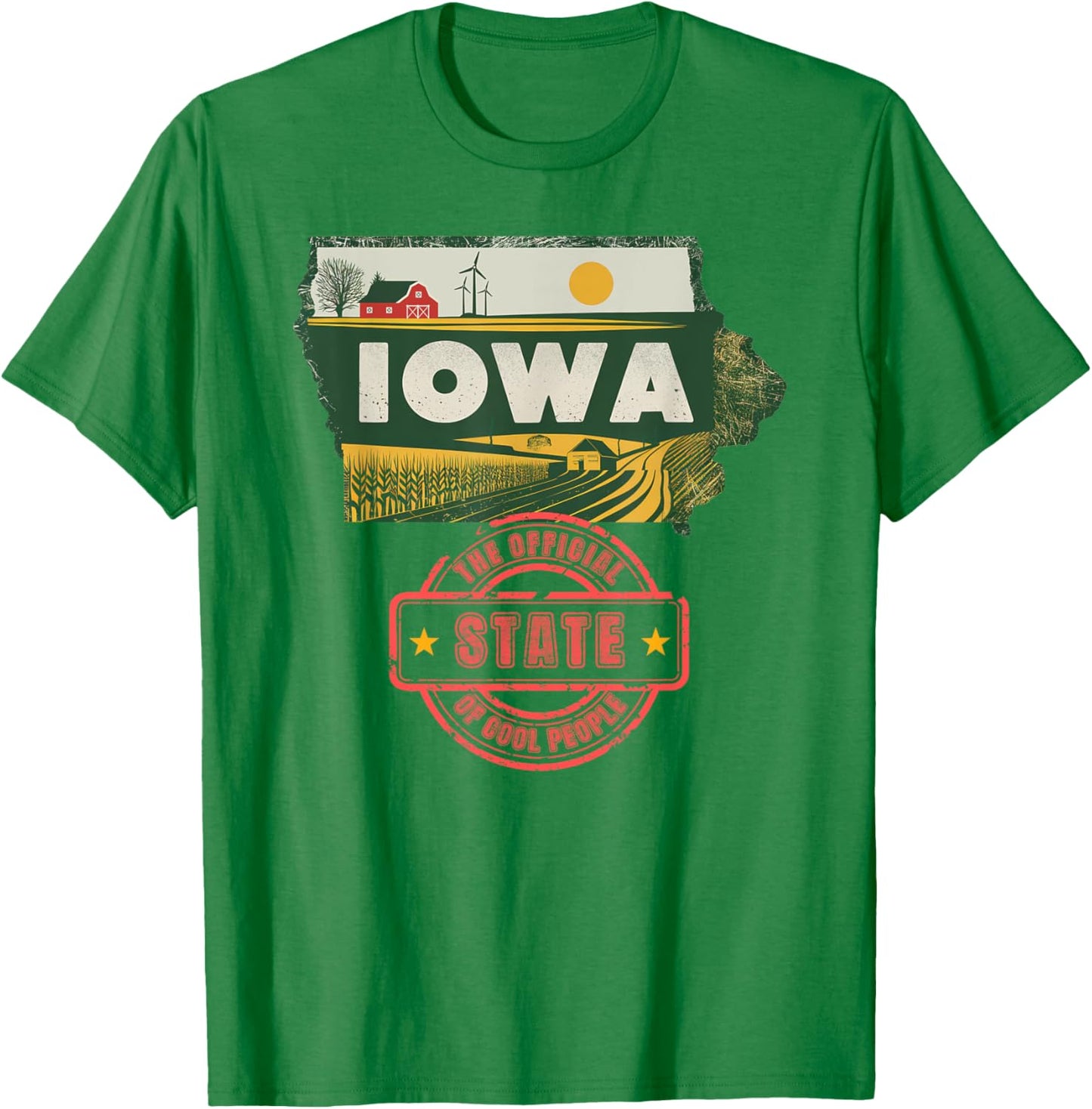 Iowa Map The Official State Of Cool People Local Roots T-Shirt - T-Shirt | Irish Green