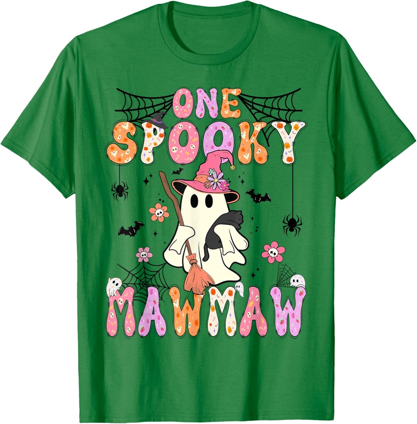 Groovy One Spooky Mawmaw Retro Halloween Cute Ghost T-Shirt - T-Shirt | Irish Green