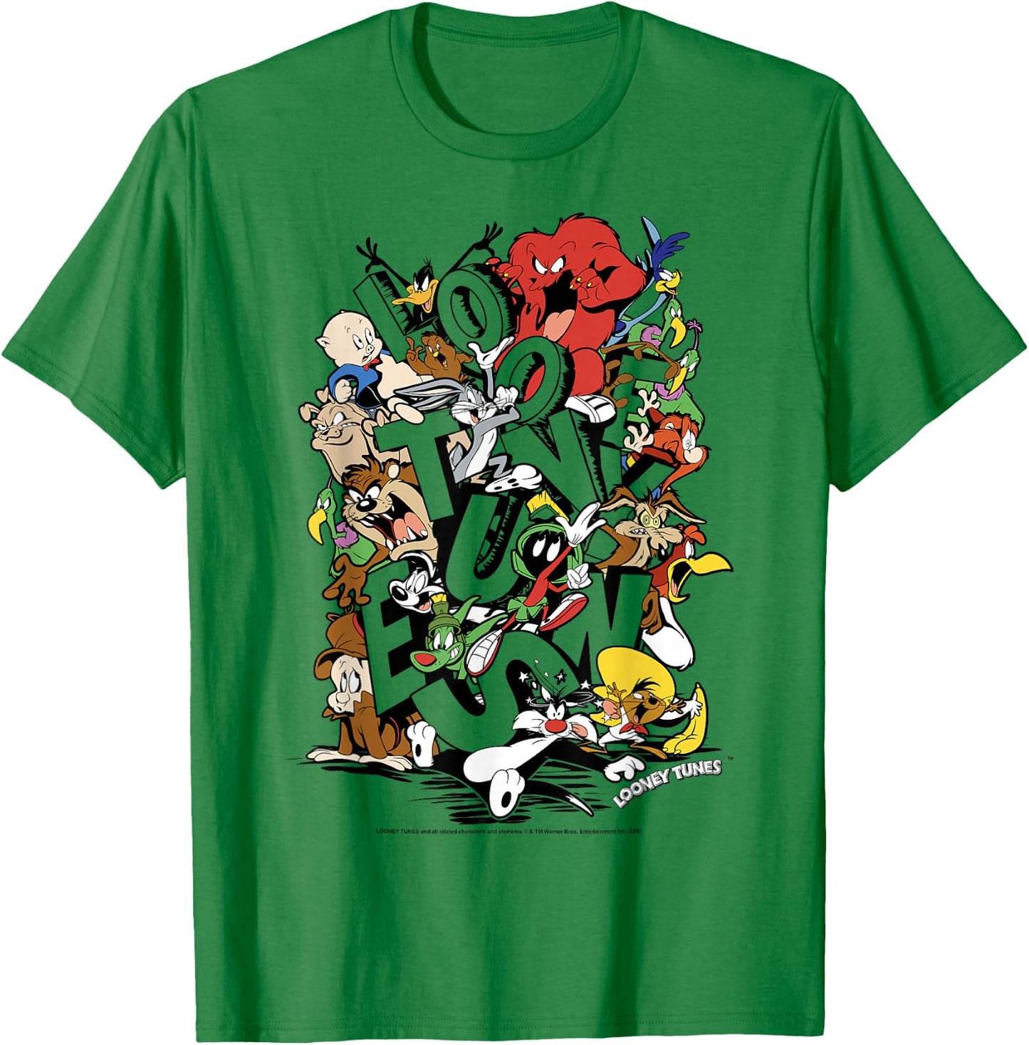 Looney Tunes Neon Group Shot Stack C1 T-Shirt - T-Shirt | Irish Green