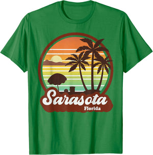Sarasota Florida Beach Vintage Retro 80s Summer Vacation Women Girls Kids T-Shirt - T-Shirt | Irish Green
