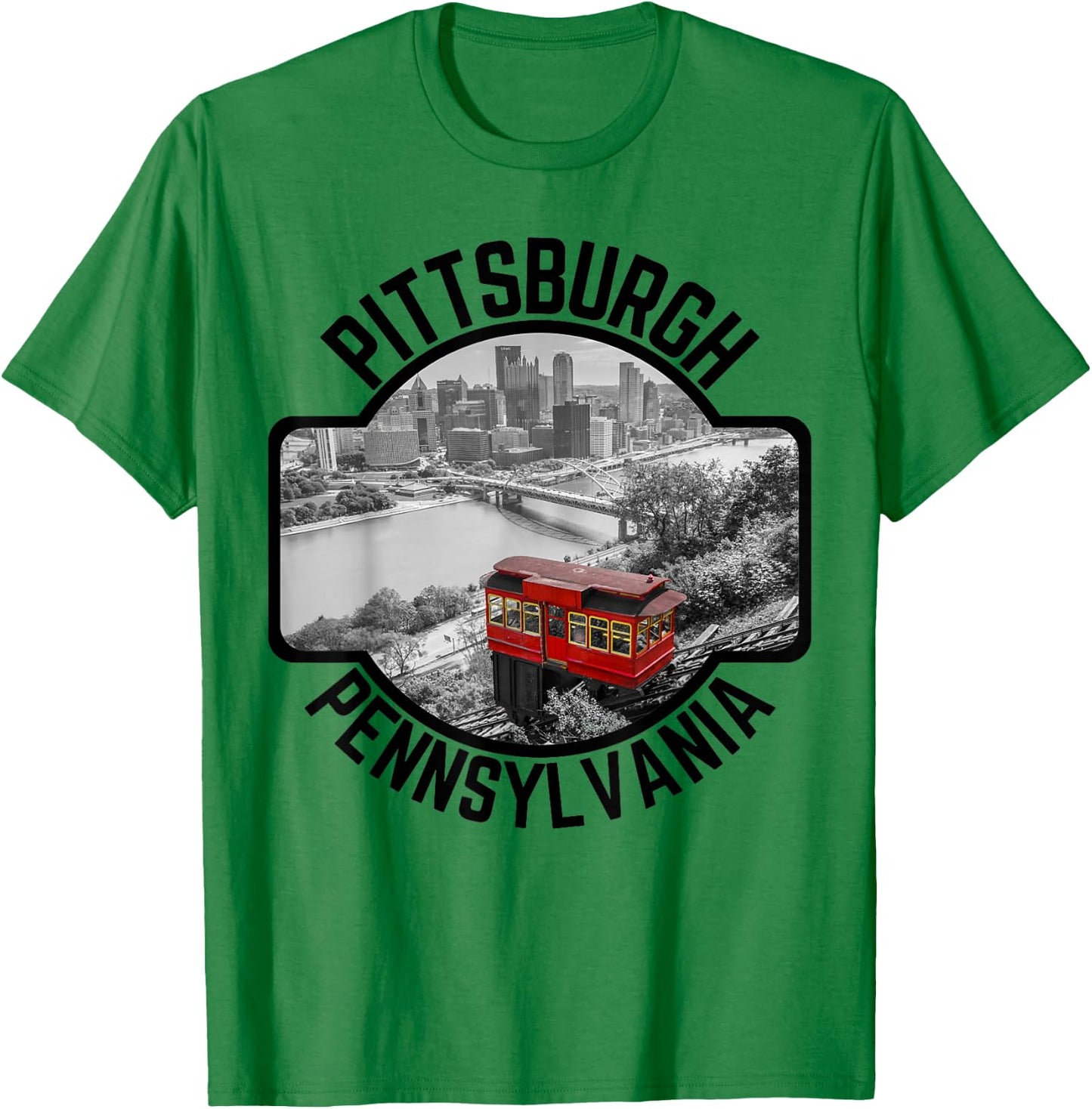 Pittsburgh Pennsylvania Steel City Skyline Photography 412 T-Shirt - T-Shirt | Irish Green