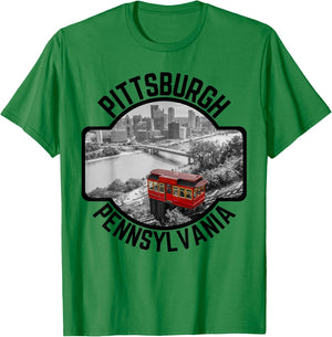 Pittsburgh Pennsylvania Steel City Skyline Photography 412 T-Shirt - T-Shirt | Irish Green
