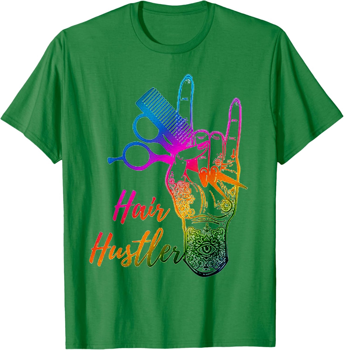 Hair Hustler Tie Dye Hair Stylist Hairdresser Barber Retro T-Shirt - T-Shirt | Irish Green
