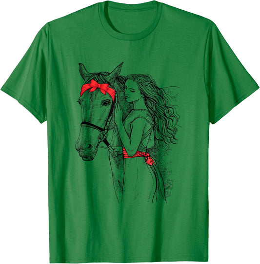 Horse Bandana For Horse Girls Horseback Riding T-Shirt - T-Shirt | Irish Green