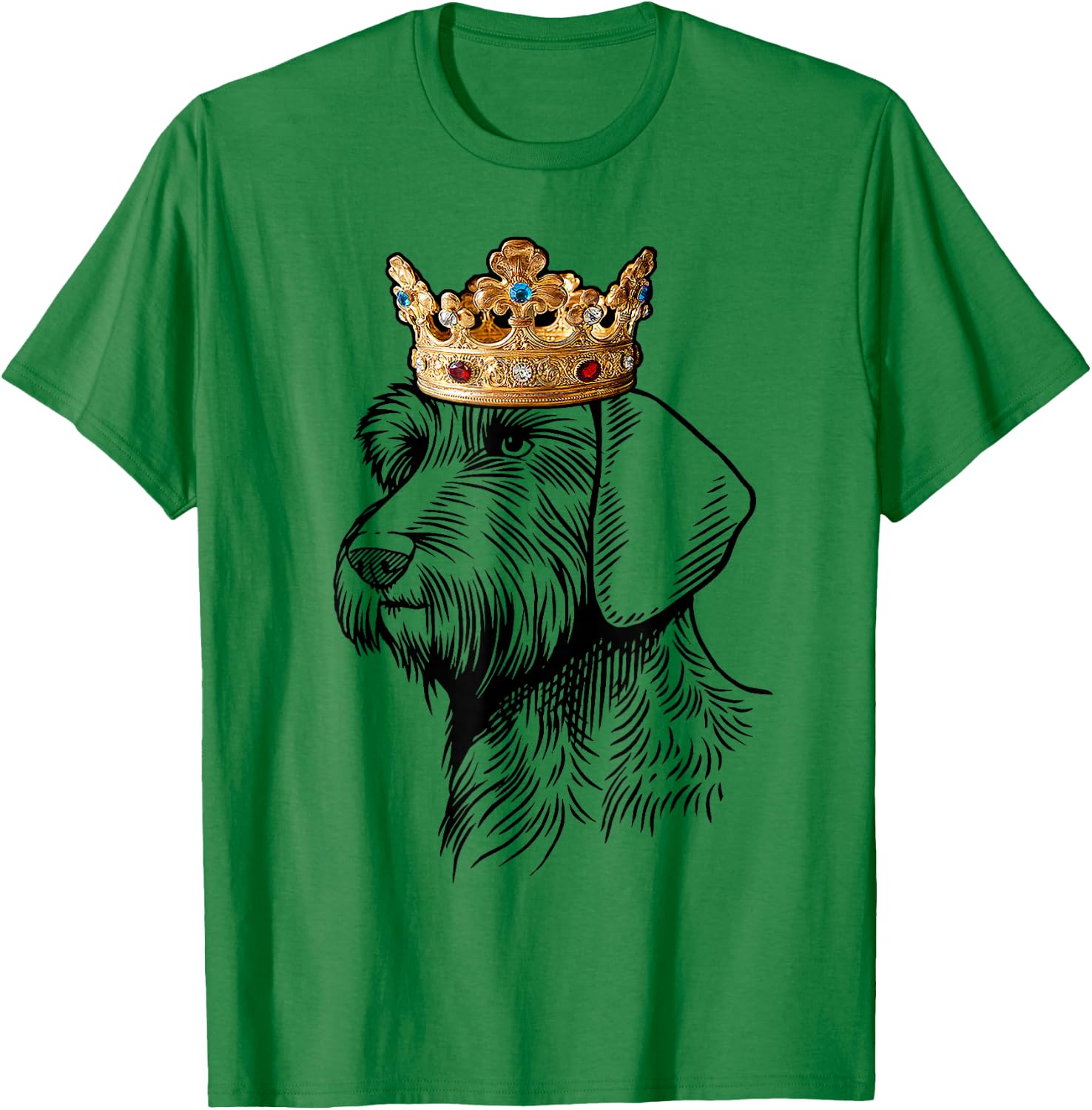 Wirehaired Dachshund Dog Wearing Crown Men Women Kids T-Shirt - T-Shirt | Irish Green