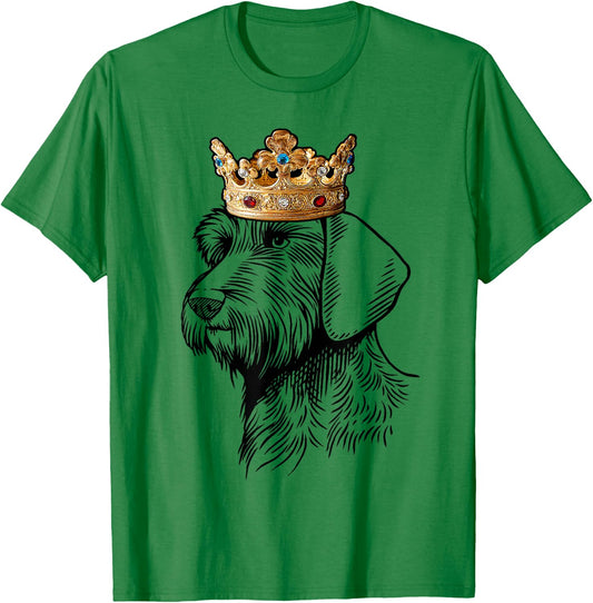 Wirehaired Dachshund Dog Wearing Crown Men Women Kids T-Shirt - T-Shirt | Irish Green