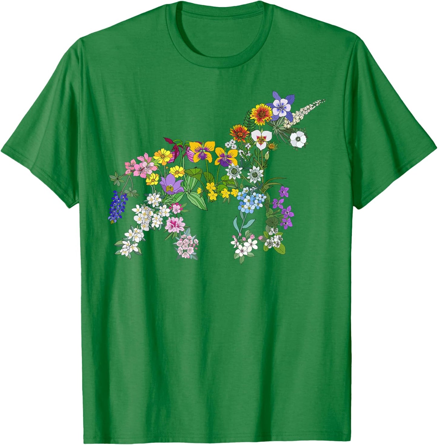 Wildflower Aesthetic Floral Unicorn Nature Flowered Girl T-Shirt - T-Shirt | Irish Green