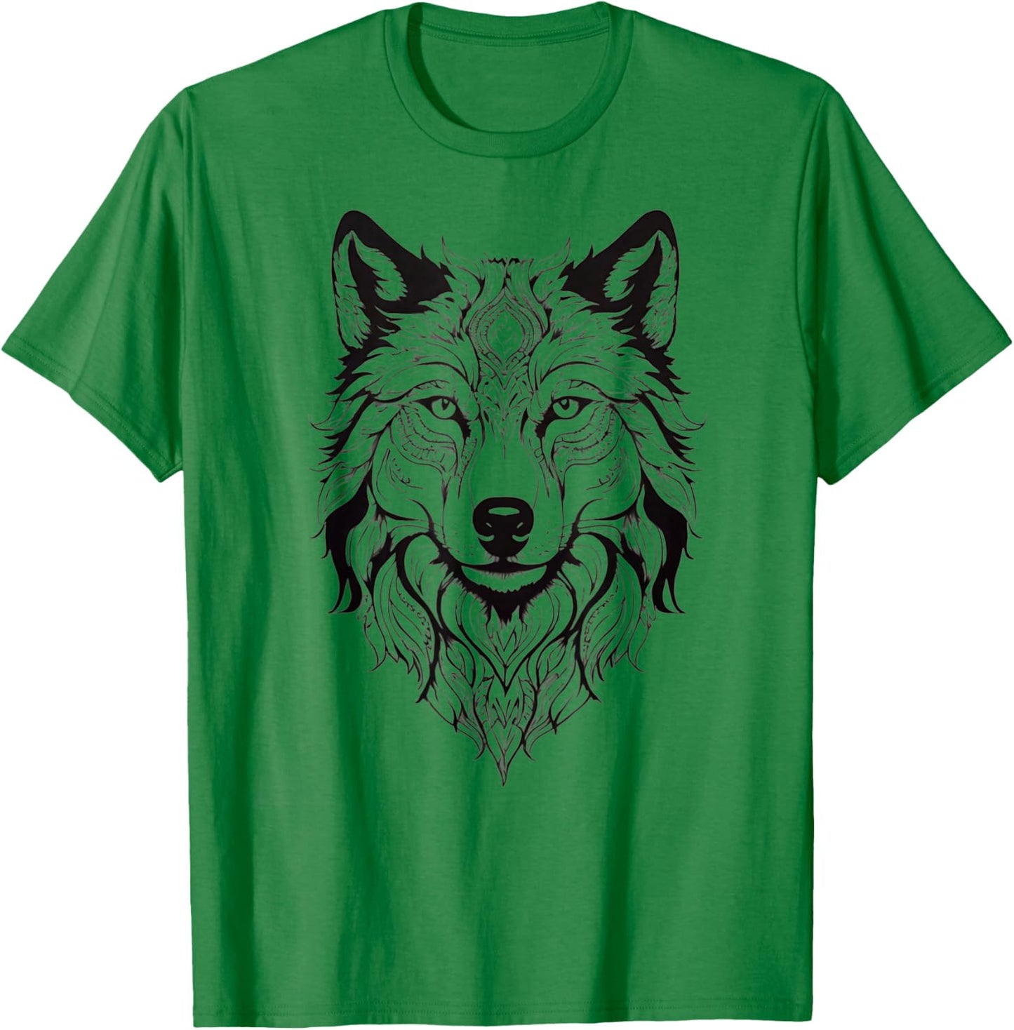 Floral Wolf Vintage Flowers Wolf Face for Wolves Lover T-Shirt - T-Shirt | Irish Green