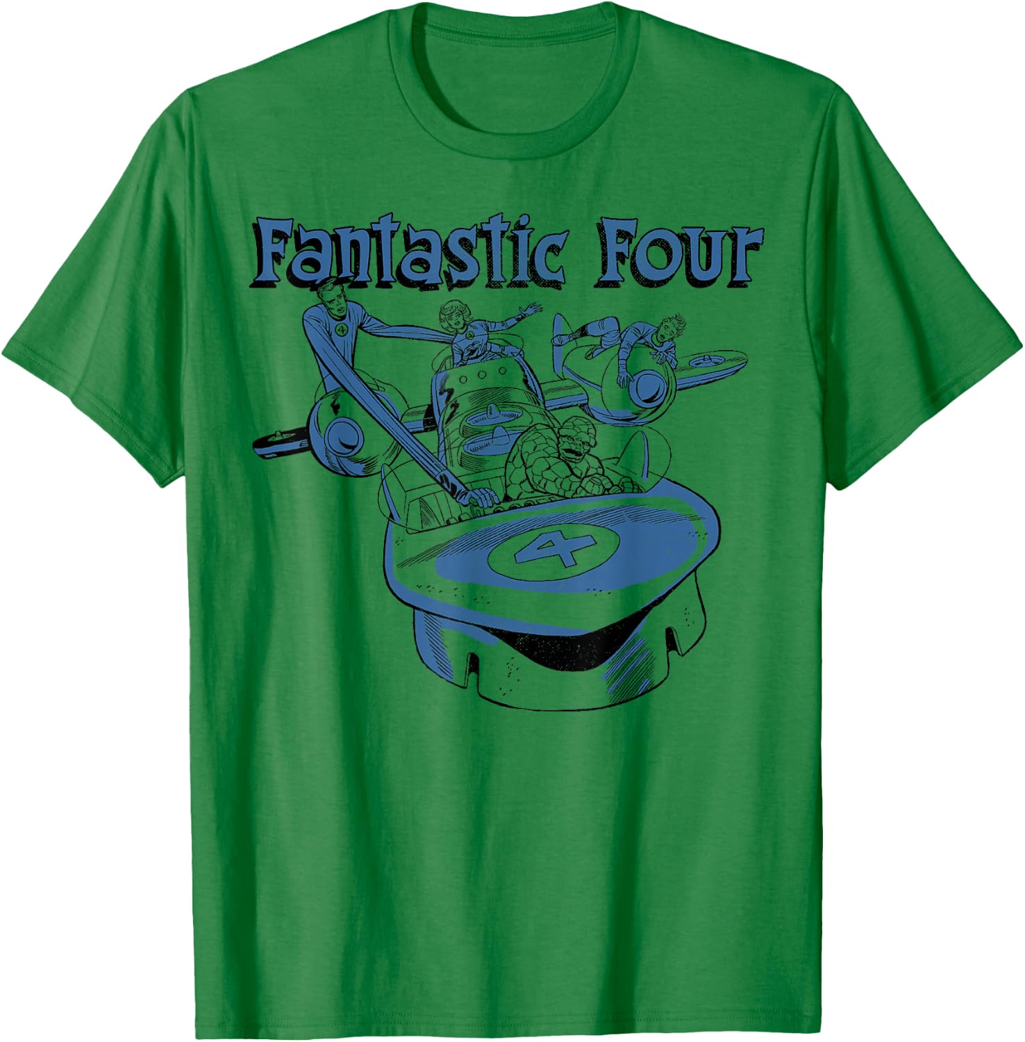 Marvel Fantastic Four Group Shot Fantasticar T-Shirt - T-Shirt | Irish Green
