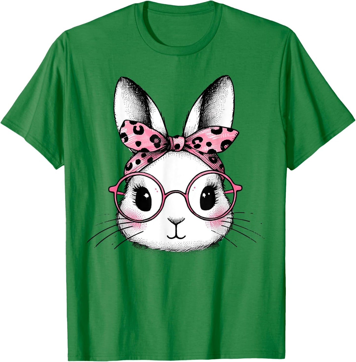 Bunny Easter Day Pink Bandana Glasses Rabbit Women Girl Kid T-Shirt - T-Shirt | Irish Green