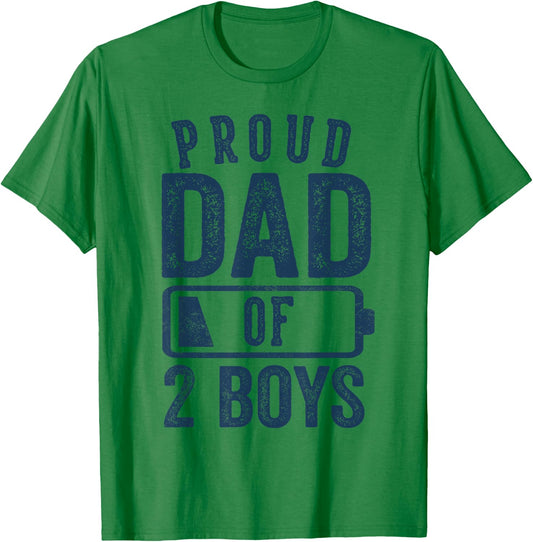 Proud Dad of 2 Boys Gifts Daddy of Two Sons T-Shirt - T-Shirt | Irish Green