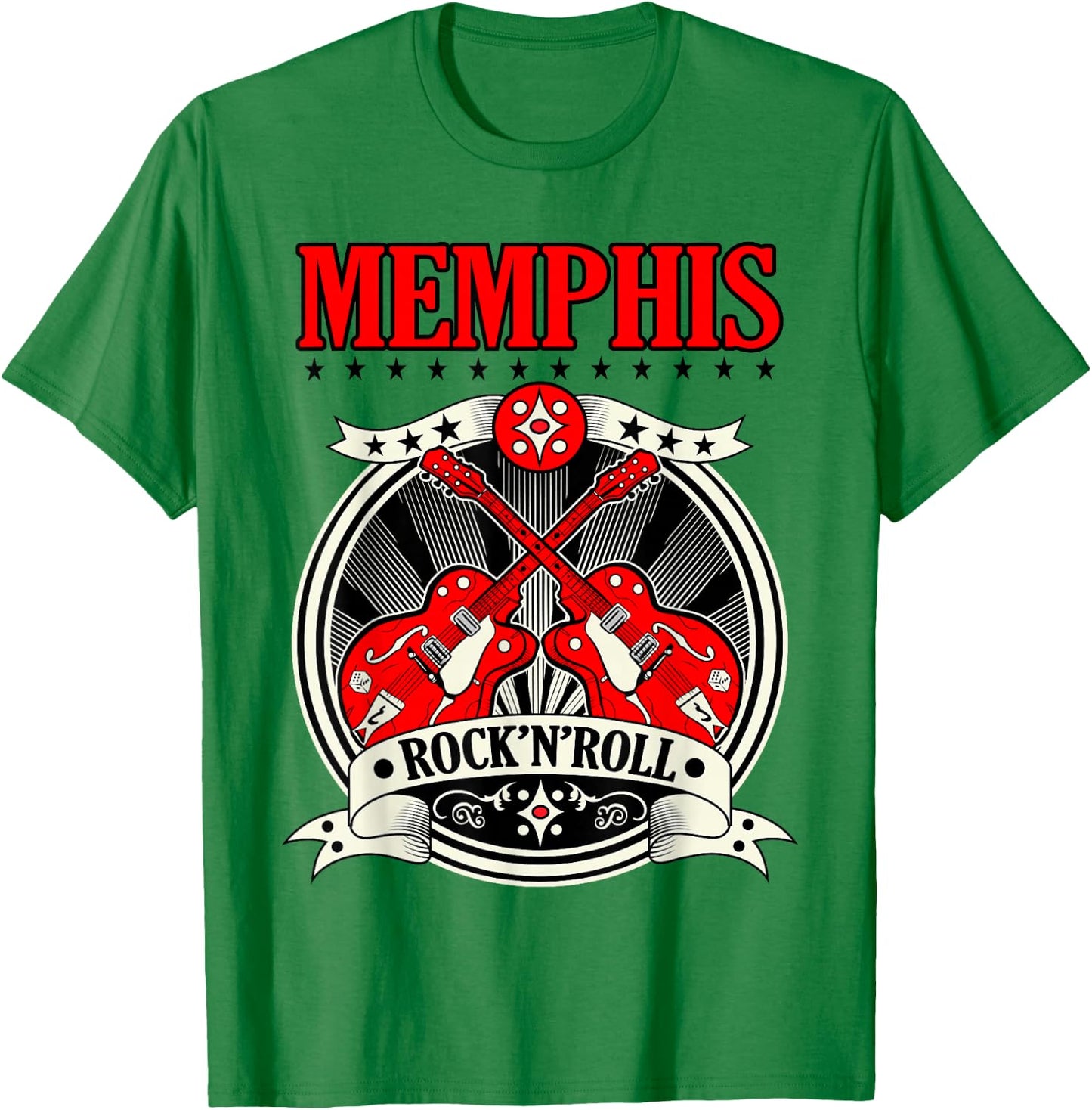 50s Rockabilly Style Memphis Gifts Sock Hop Party Guitar T-Shirt - T-Shirt | Irish Green