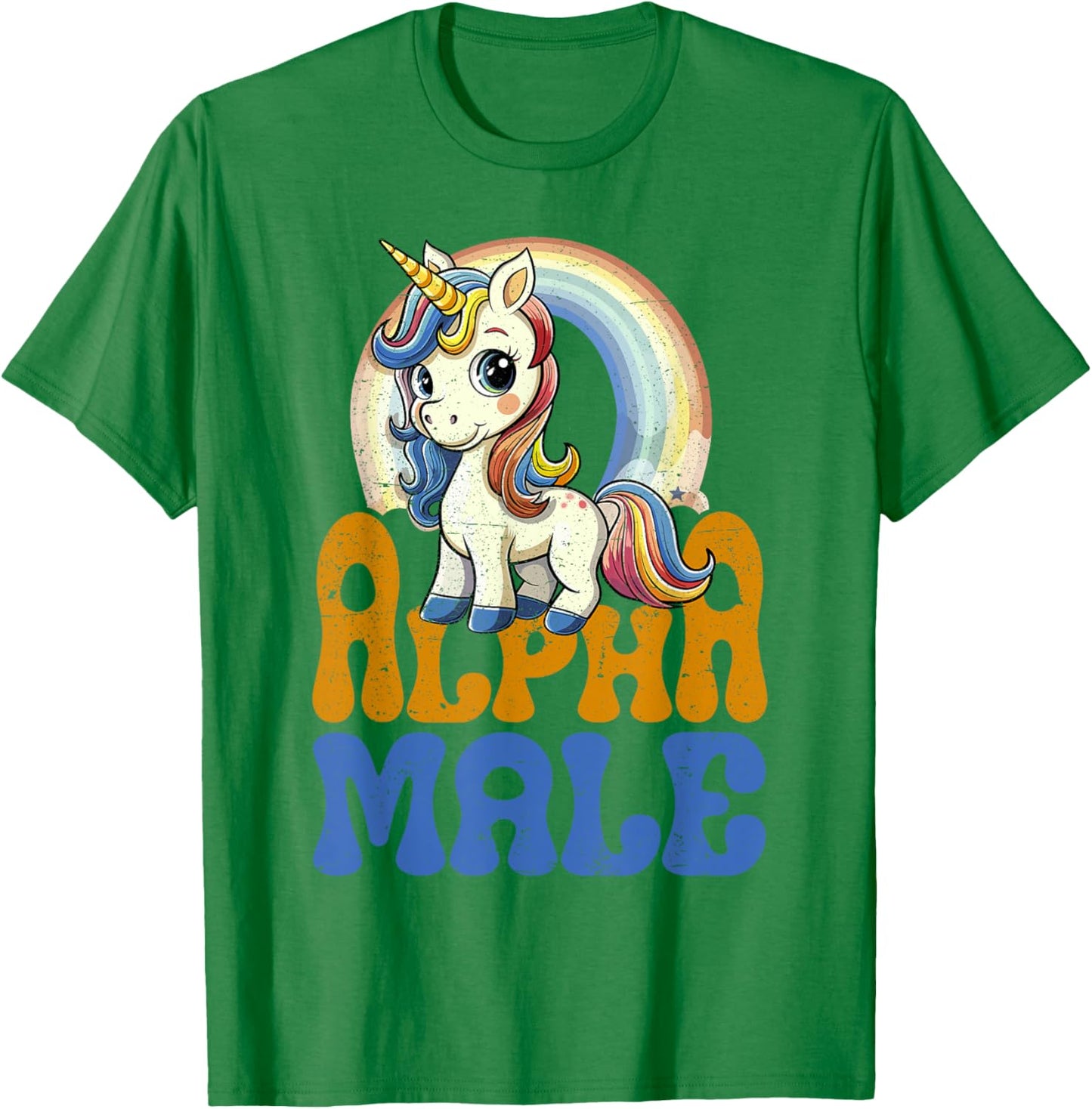 Alpha Male Unicorn Funny Sarcastic Ironic Weird Y2K Humor T-Shirt - T-Shirt | Irish Green