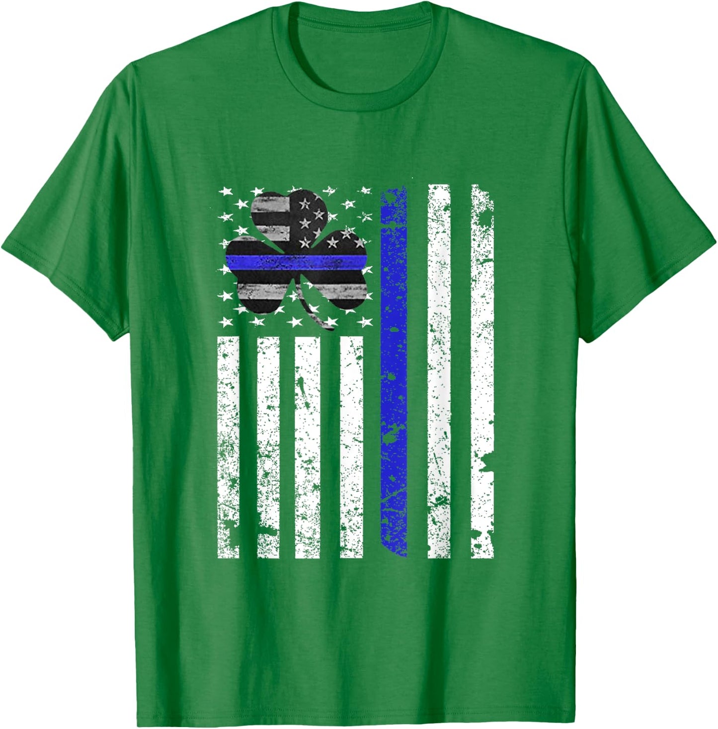 Thin Blue Line Irish Shamrock Police St Patricks Day T-Shirt - T-Shirt | Irish Green