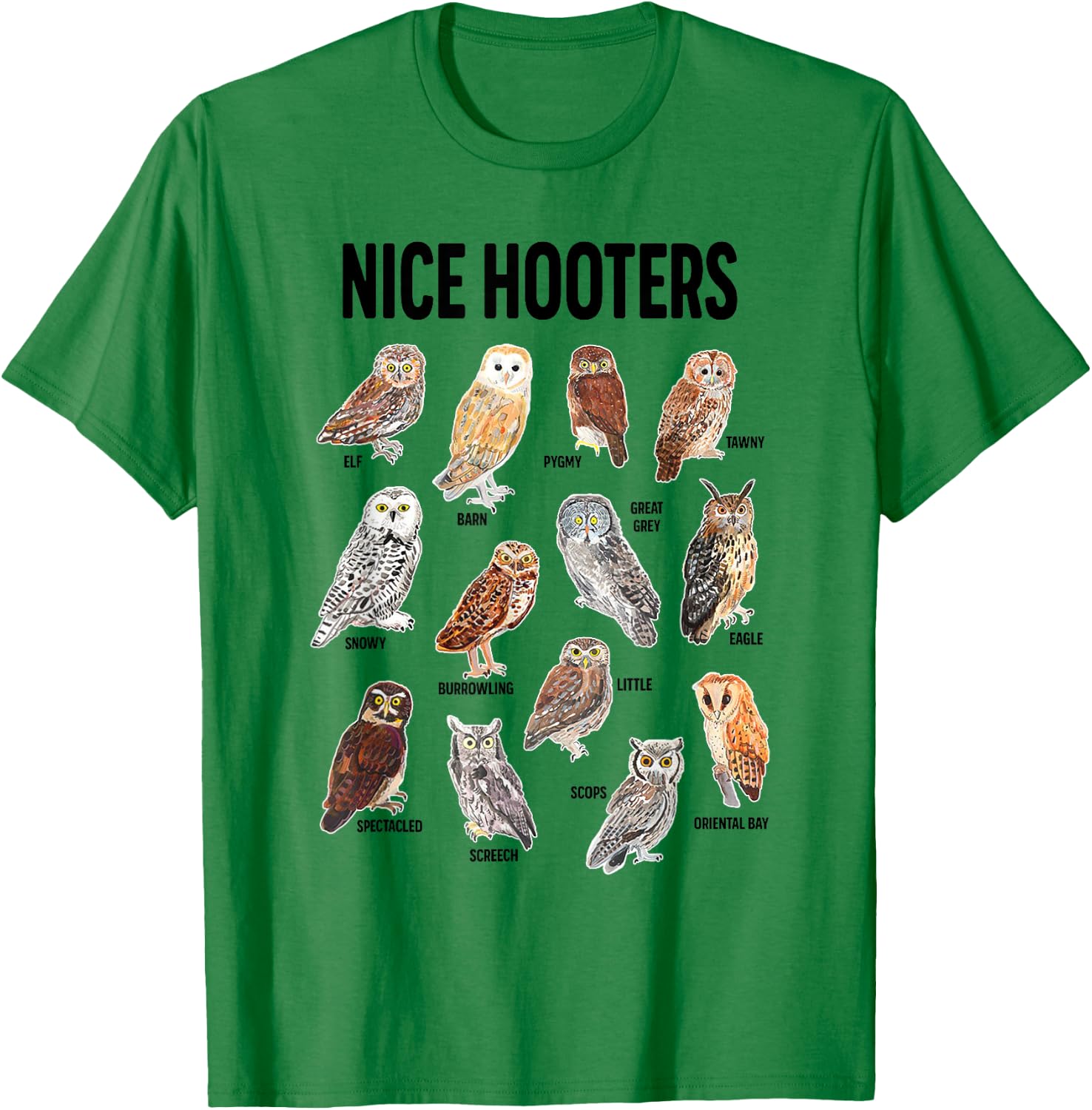 Nice Hooters Owl Pun Joke Funny Bird Watching Birdwatcher T-Shirt - T-Shirt | Irish Green