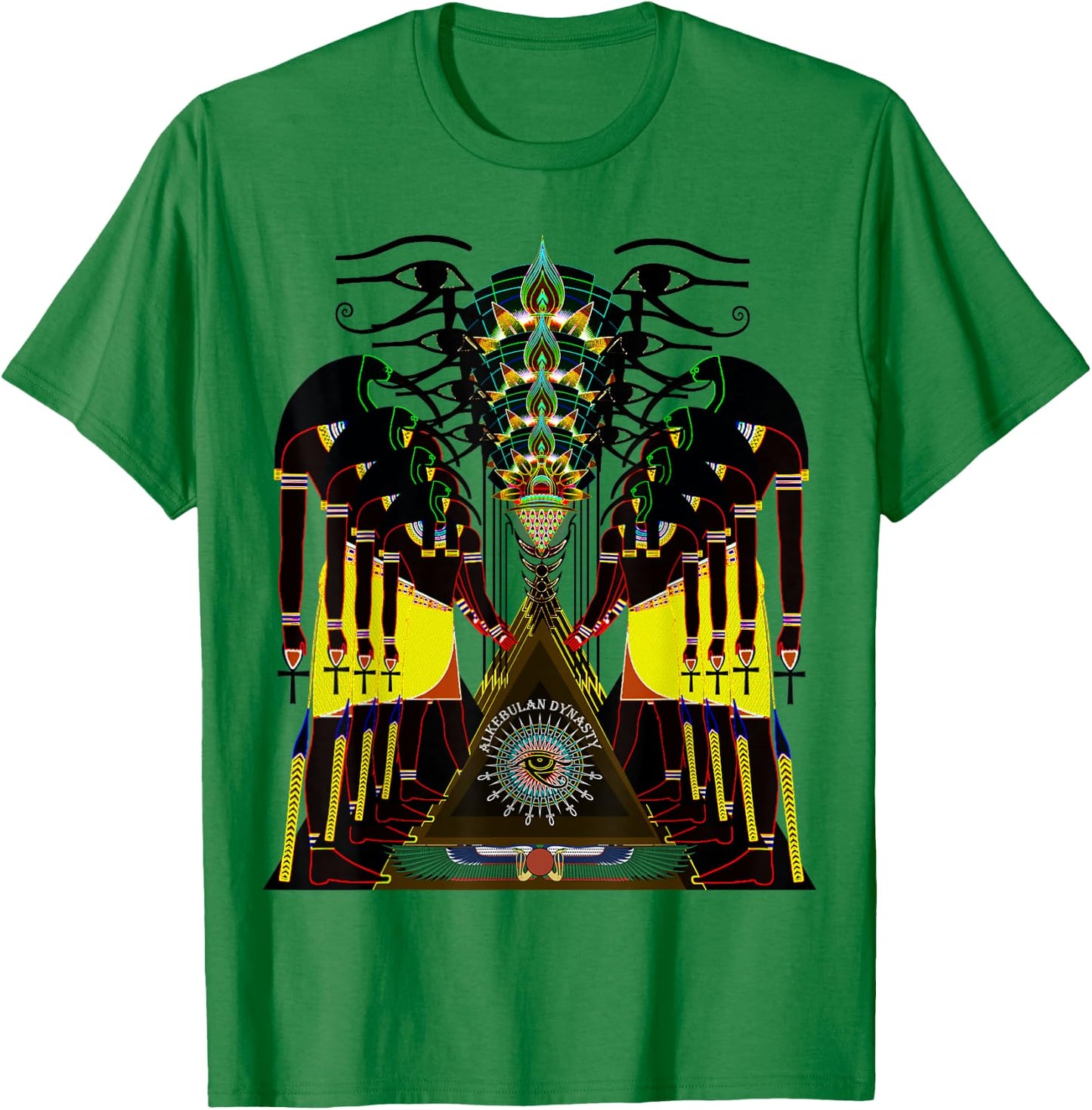 Psychedelic Fractal Ancient Egyptian God Thoth Tehuti T-Shirt - T-Shirt | Irish Green