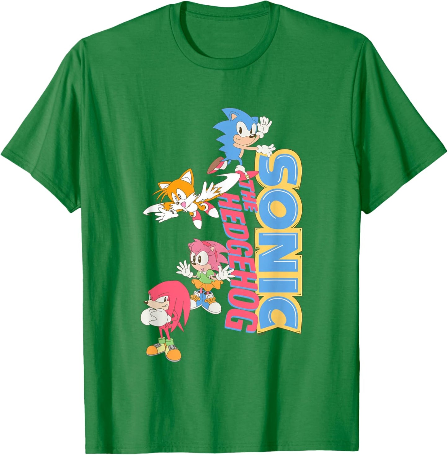 Sonic The Hedgehog Sonic & Friends Cute Retro Group Shot T-Shirt - T-Shirt | Irish Green