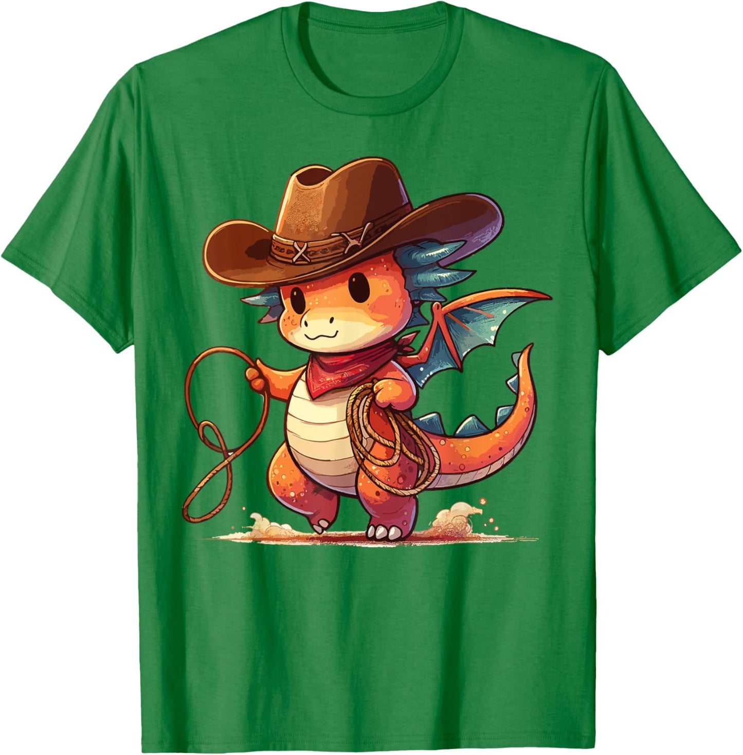 Western Rodeo Cowboy Hat Dragon Texas Animals T-Shirt - T-Shirt | Irish Green