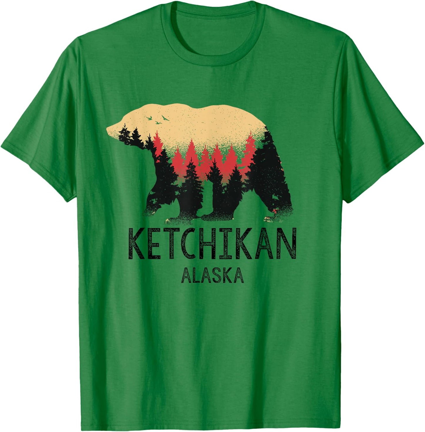 Ketchikan Alaska Vintage Grizzly Bear Nature Souvenir Gift T-Shirt - T-Shirt | Irish Green