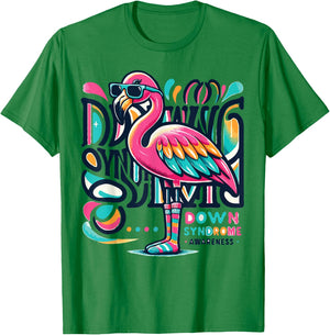Flamingo Down Syndrome Awareness Adult Health Women Kids T-Shirt - T-Shirt | Irish Green