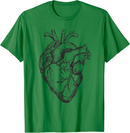 Real Heart Funny Human Anatomy Anatomical Cardiac Nurse T-Shirt - T-Shirt | Irish Green