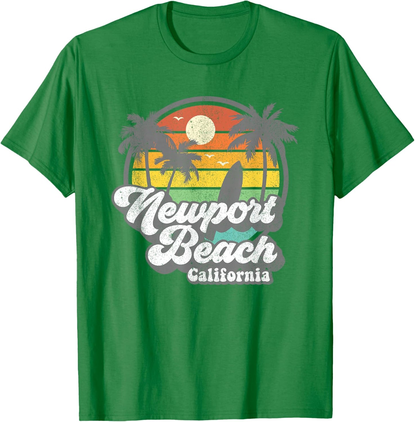 Vintage Newport Beach California CA Surfing Retro Surf Gift T-Shirt - T-Shirt | Irish Green