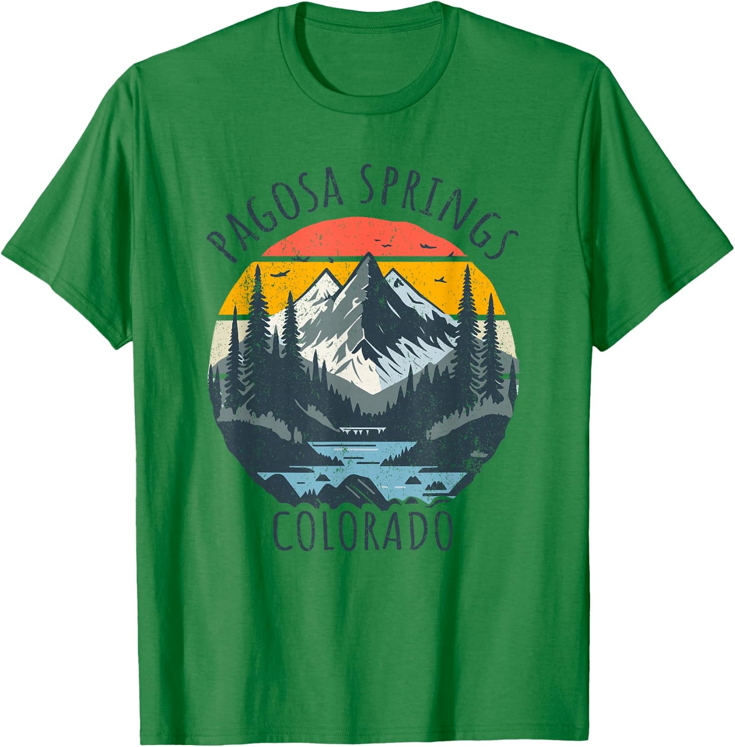 Pagosa Springs Colorado USA Retro Mountain Vintage Style T-Shirt - T-Shirt | Irish Green