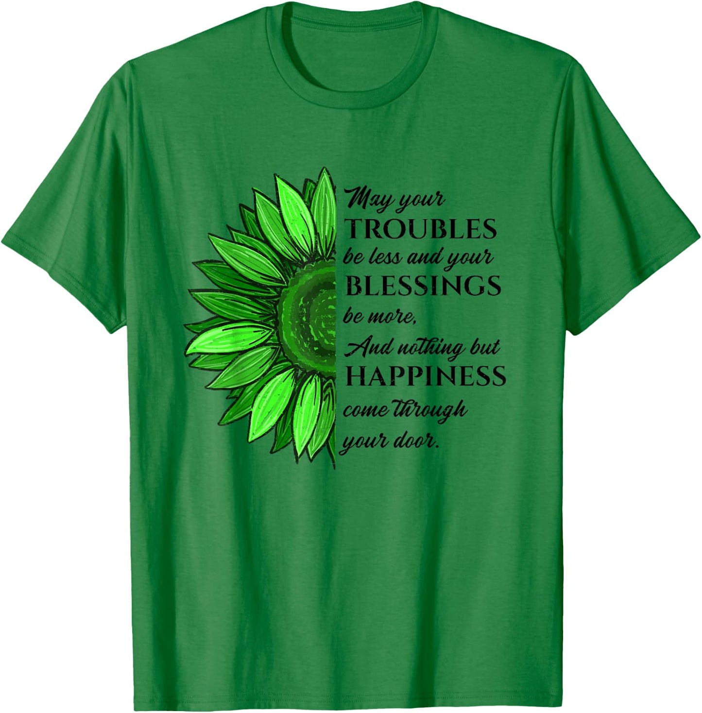 Women's Irish Blessing in Green Sunflower, St. Patricks Day T-Shirt - T-Shirt | Irish Green
