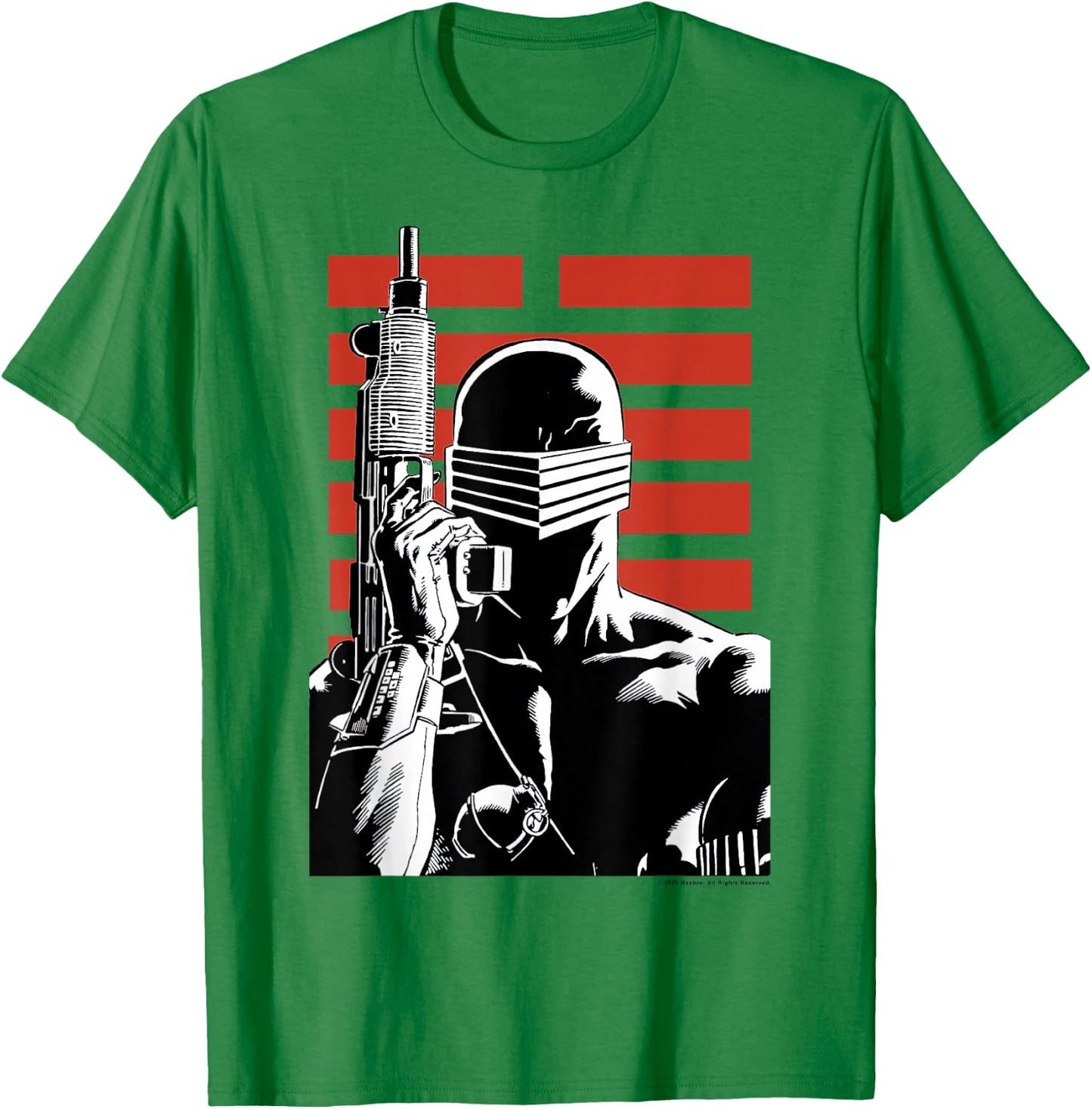 G.I. Joe Snake Eyes Retro Red Stripe Portrait T-Shirt - T-Shirt | Irish Green