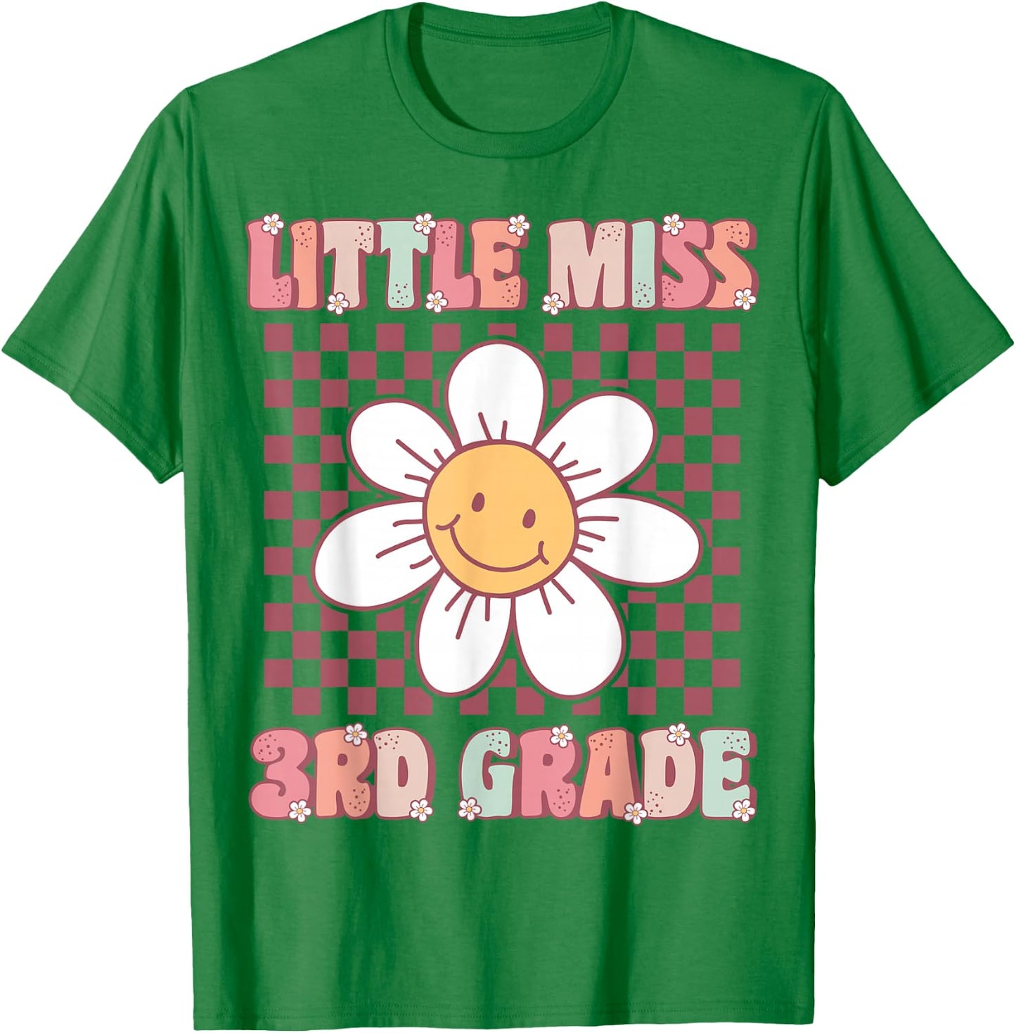 Little Miss 3rd Grade Cute Groovy Third Grade Back to School T-Shirt - T-Shirt | Irish Green