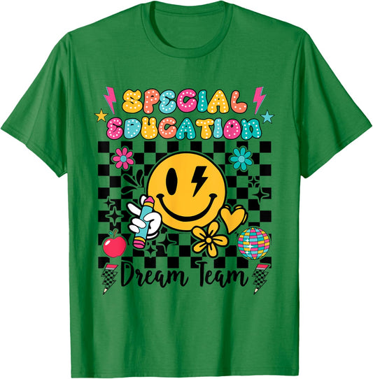 Retro Special Education Squad Groovy Dream Team Teacher T-Shirt - T-Shirt | Irish Green
