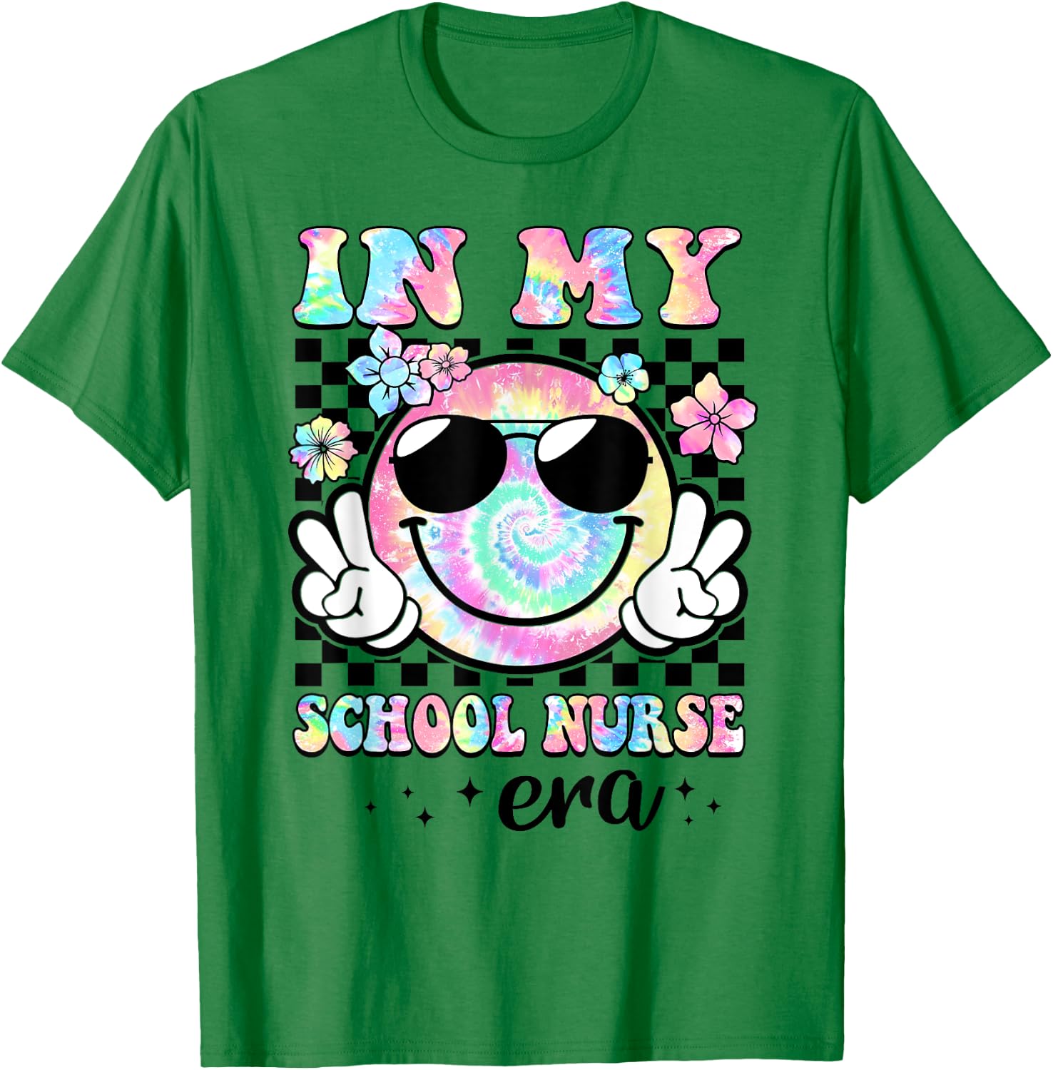 In My School Nurse Era Groovy Retro Back To School Funny T-Shirt - T-Shirt | Irish Green