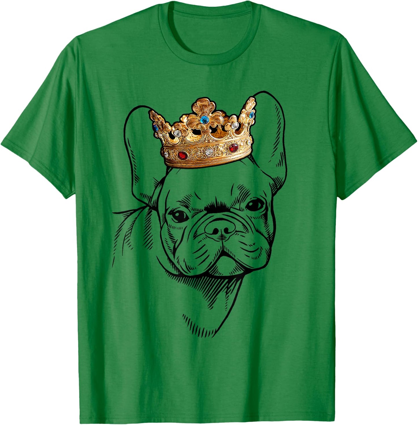 French Bulldog Wearing Crown Women Kids T-Shirt - T-Shirt | Irish Green