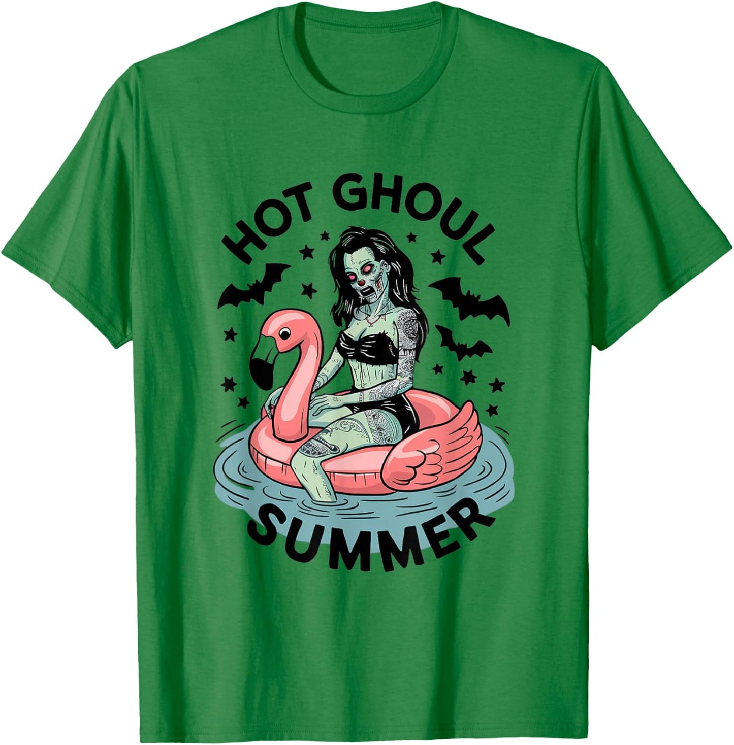 Hot Ghoul Summer Funny Zombie Gothic Spooky Retro Halloween T-Shirt - T-Shirt | Irish Green