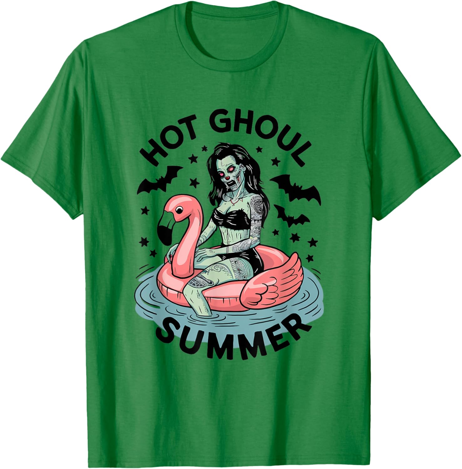 Hot Ghoul Summer Funny Zombie Gothic Spooky Retro Halloween T-Shirt - T-Shirt | Irish Green