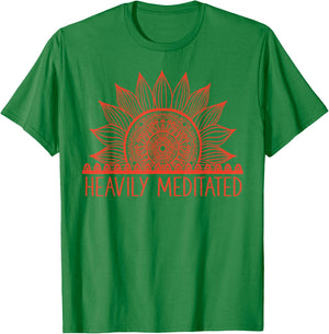 Heavily Meditated Namaste Meditation Yoga Gift Mandala T-Shirt - T-Shirt | Irish Green