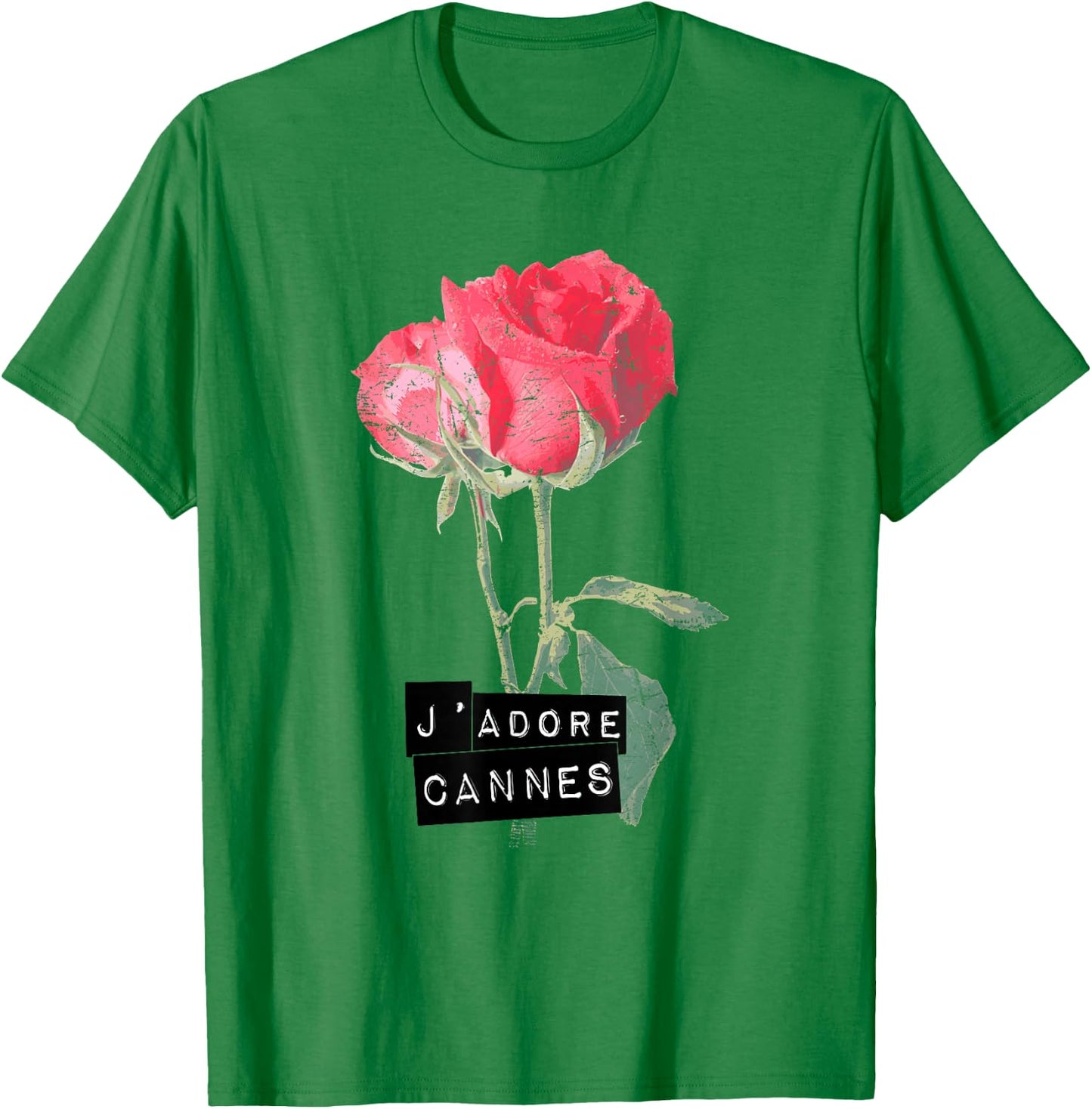 Cannes France Rose Flower J'adore I LOVE CANNES T-Shirt - T-Shirt | Irish Green