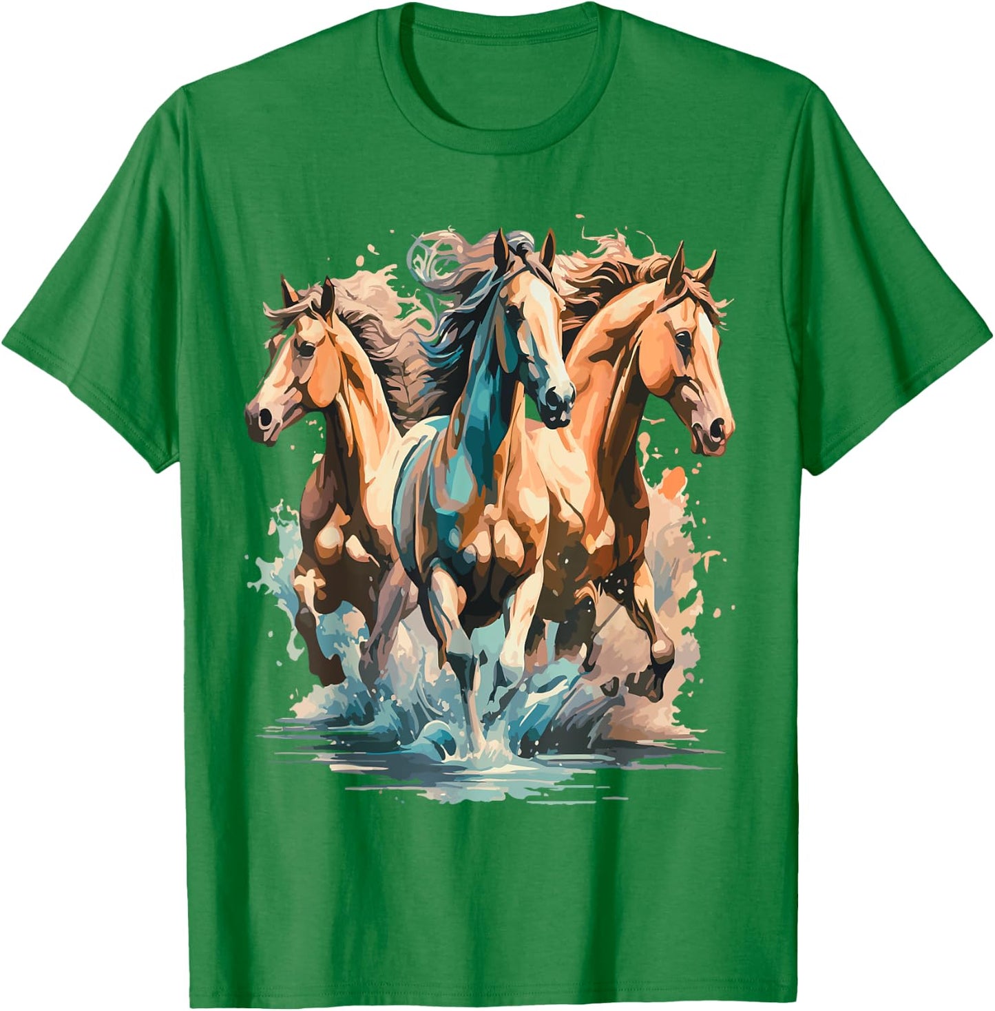 Running Crazy Wild Horses Gift Teenage Girls Boys Men Women T-Shirt - T-Shirt | Irish Green