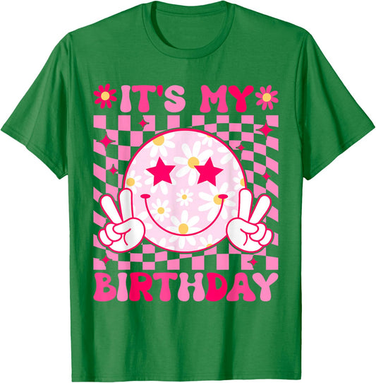 Groovy It's My Birthday Women Teens Girls Kids Bday Party T-Shirt - T-Shirt | Irish Green
